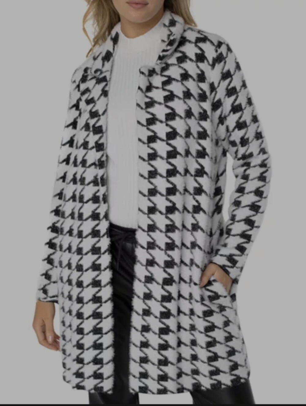 Liverpool Black & White Houndstooth Open Cardigan
